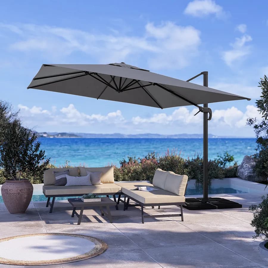 Ombrellone da giardino 4x3 m palo antracite e telo grigio - Portos