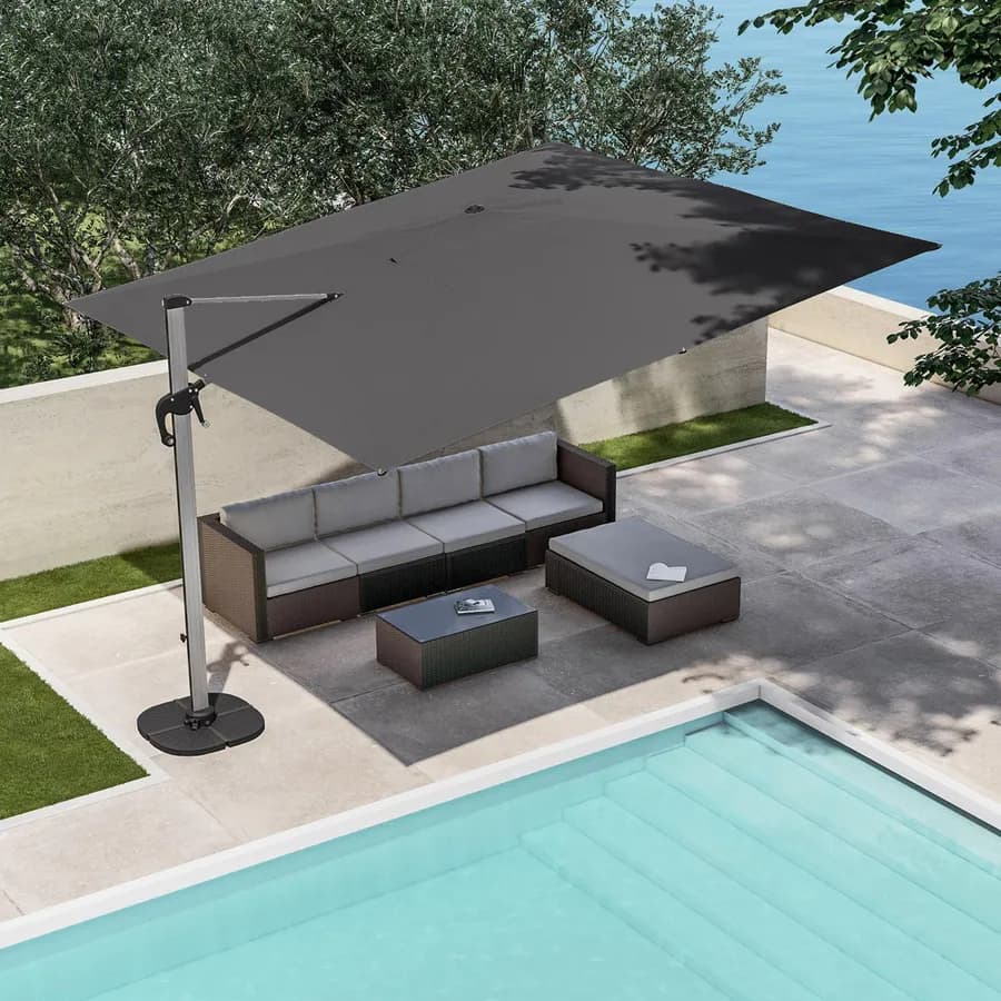 Ombrellone da giardino 4x4 m palo laterale telo grigio - Porto Cervo