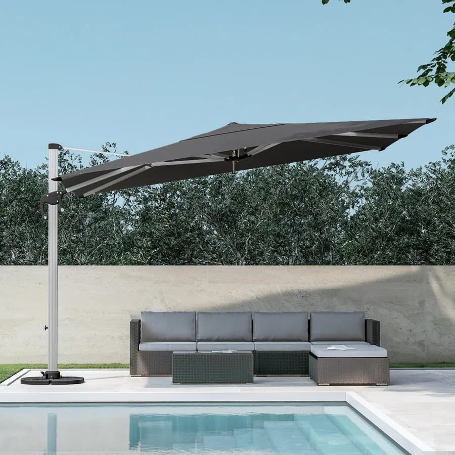 Ombrellone da giardino 4x4 m palo laterale telo grigio - Porto Cervo