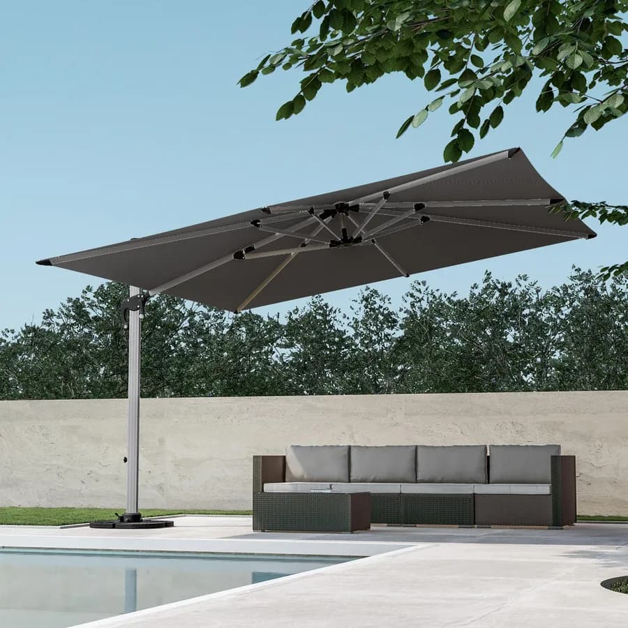 Ombrellone da giardino 4x4 m palo laterale telo grigio - Porto Cervo