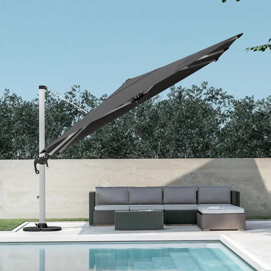 Ombrellone da giardino 4x4 m palo laterale telo grigio - Porto Cervo