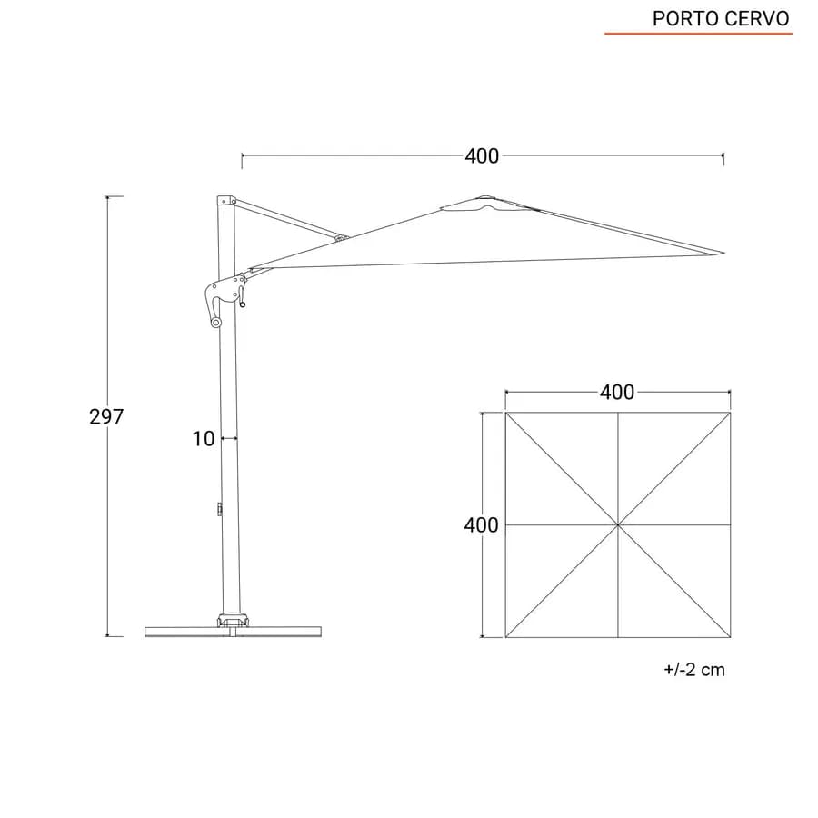 Ombrellone da giardino 4x4 m palo laterale telo grigio - Porto Cervo