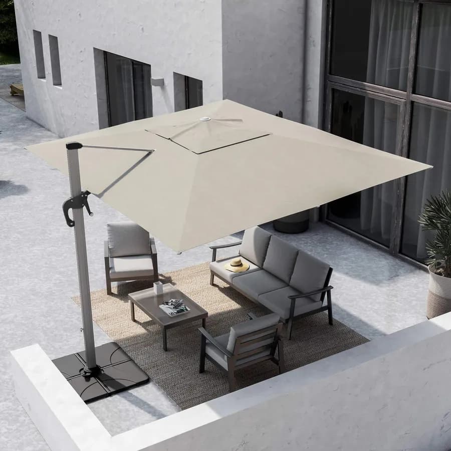Ombrellone da giardino 4x3 m palo laterale telo tortora - Taipa