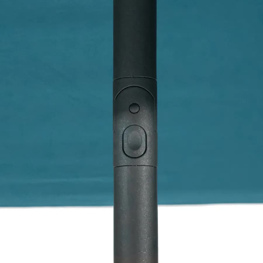 Ombrellone palo centrale 2,5x2,5 m in acciaio con telo blu pavone - Soraia