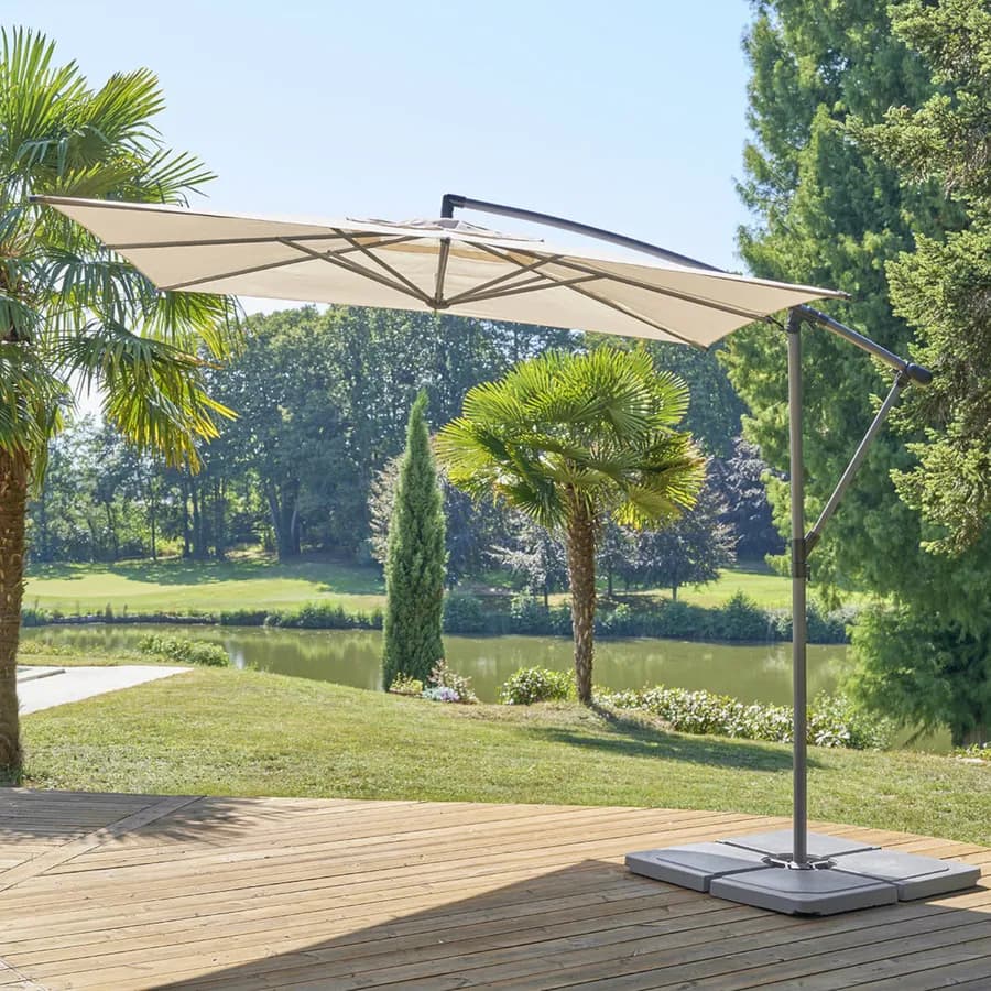Ombrellone palo laterale 2,5x2,5 m con telo beige - Cannes