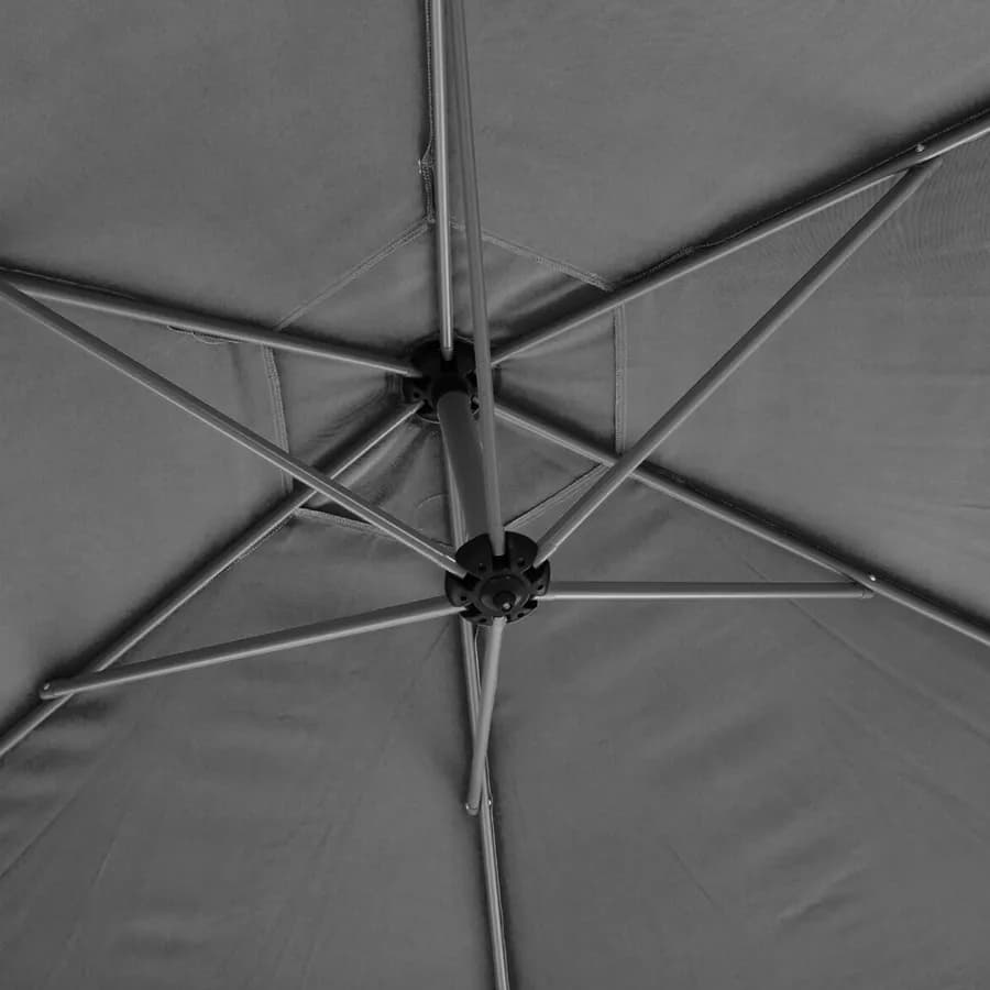 Ombrellone rotondo 300 cm palo laterale e telo grigio scuro - Cannes