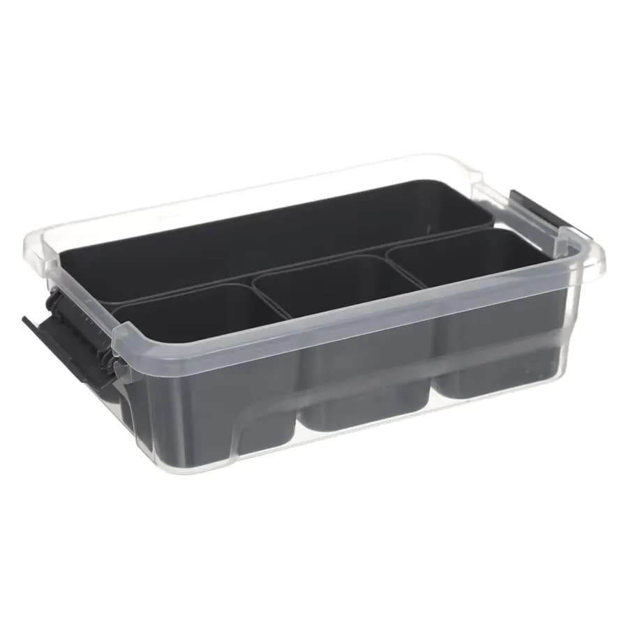 Organizer 26x7h cm trasparente con 4 scomparti antracite removibili