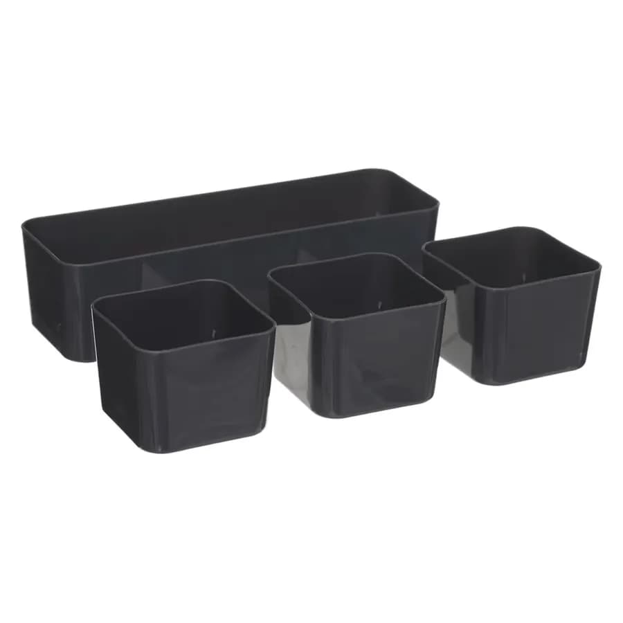 Organizer 26x7h cm trasparente con 4 scomparti antracite removibili