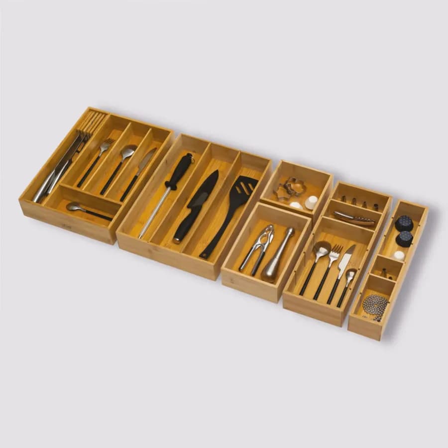 Organizer 38x8 cm in legno di bambù naturale - Ethel