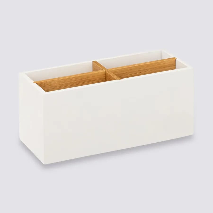 Organizer da scrivania 20x8 cm in legno bianco e naturale - Smartlab
