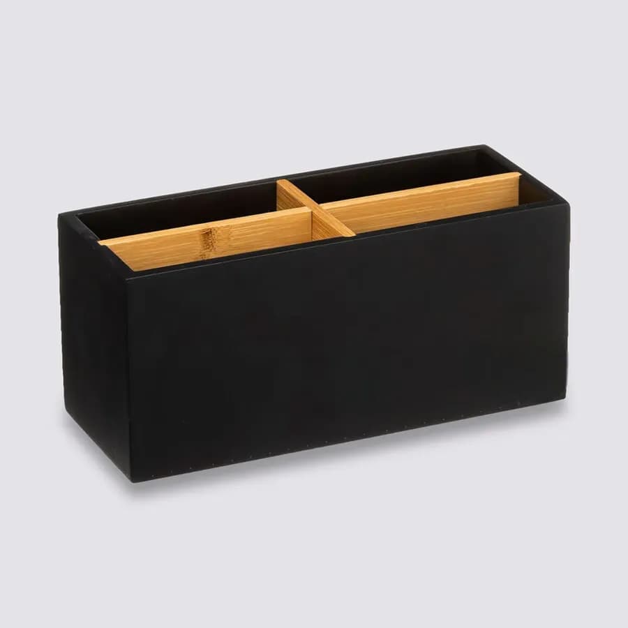 Organizer da scrivania 20x8 cm in legno nero e naturale - Smartlab