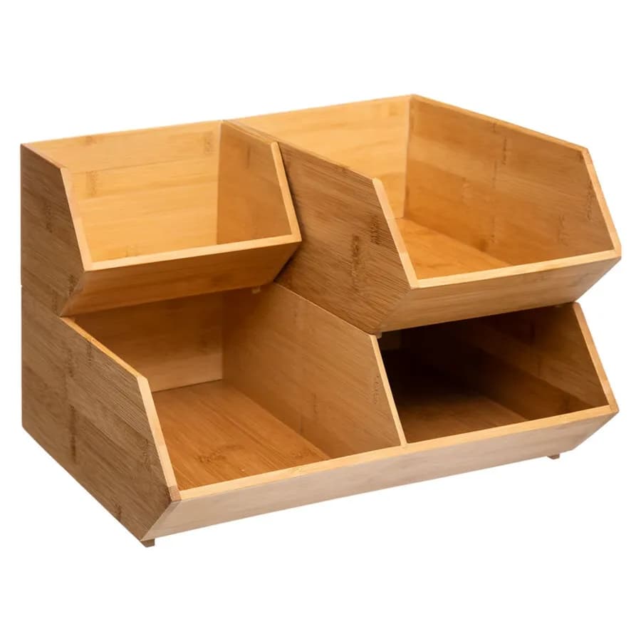 Organizer impilabile 31x18 cm in bambù naturale - Dilan