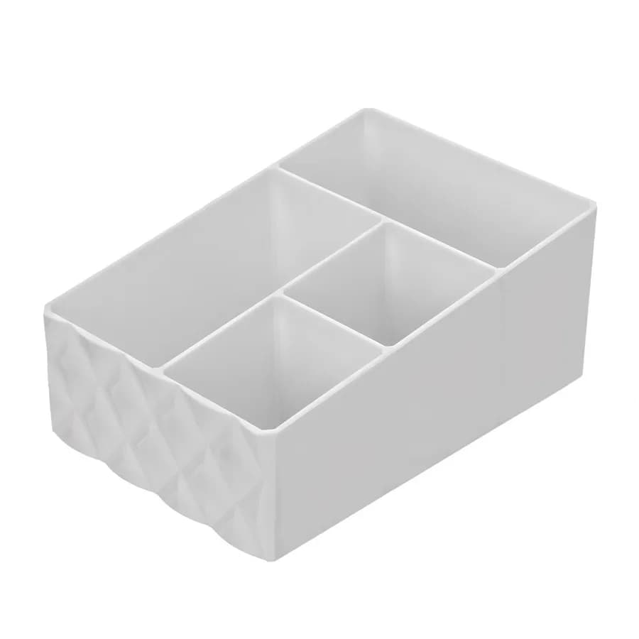 Organizer portatrucchi 14x20 cm in resine bianca - Jilly