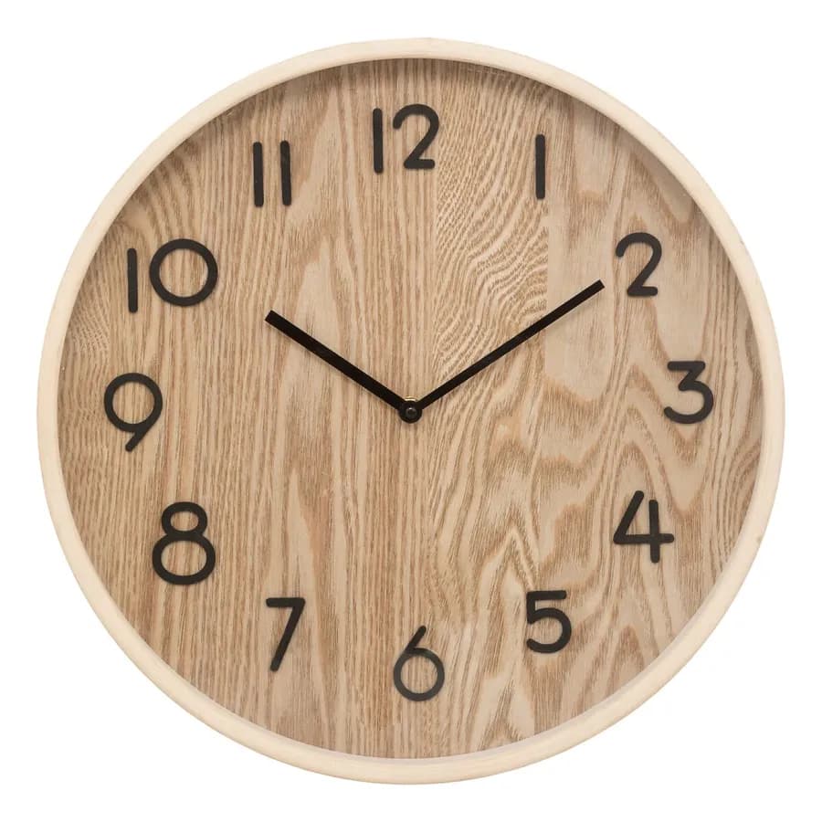 Orologio da parete rotondo 38 cm in legno naturale