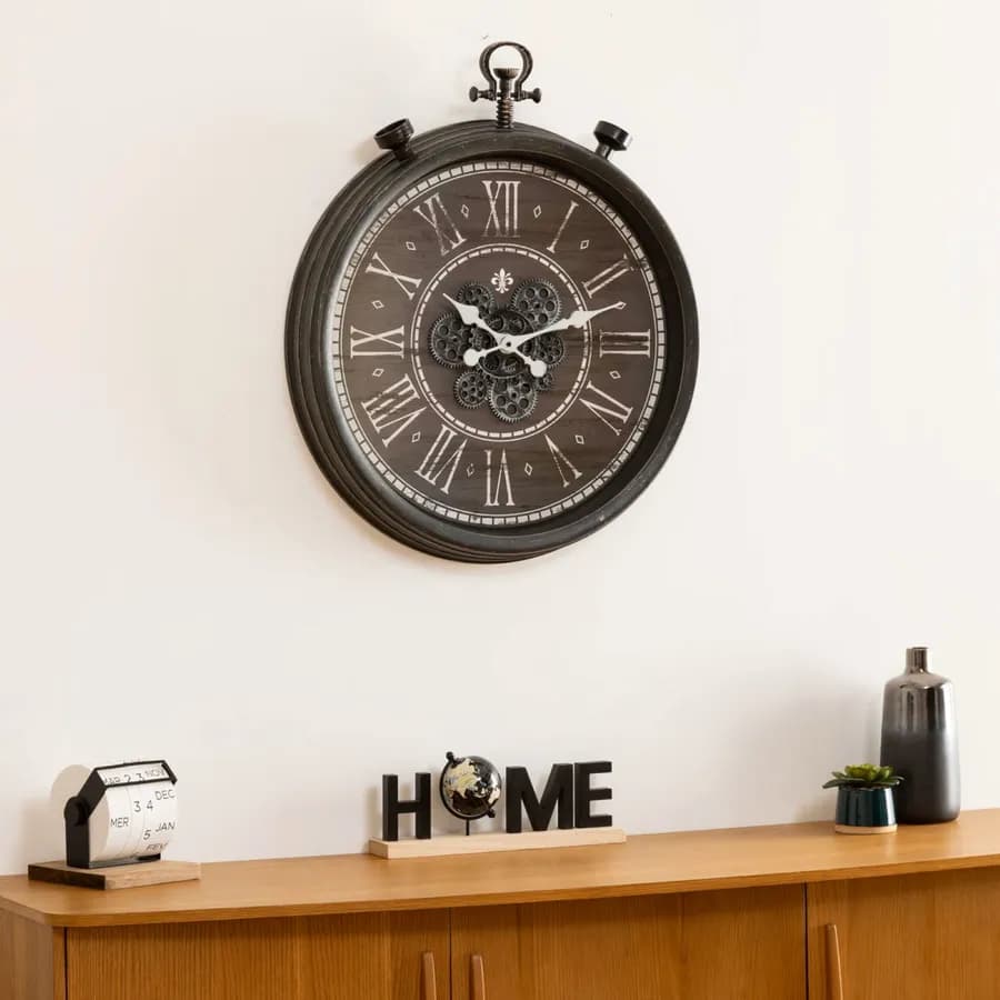 Orologio da parete rotondo 40 cm nero in stile vintage