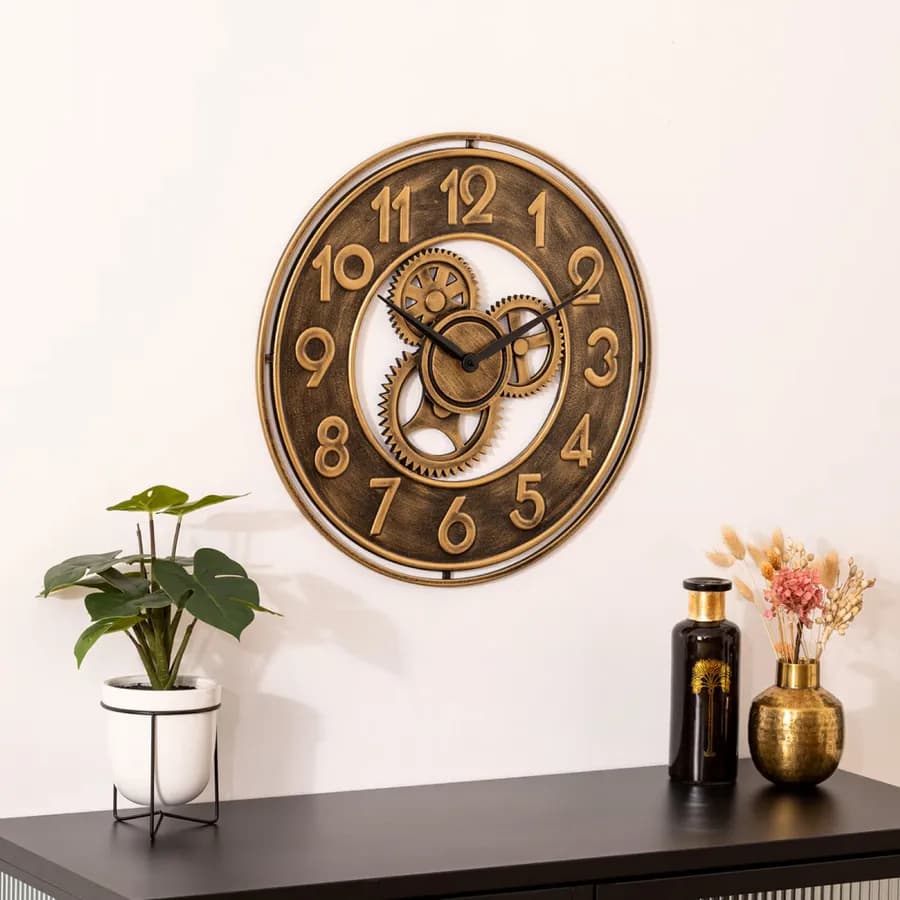 Orologio da parete rotondo 48 cm in metallo color oro anticato