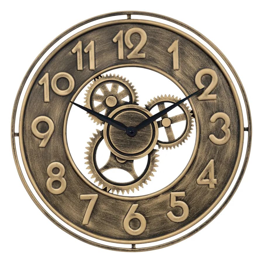 Orologio da parete rotondo 48 cm in metallo color oro anticato