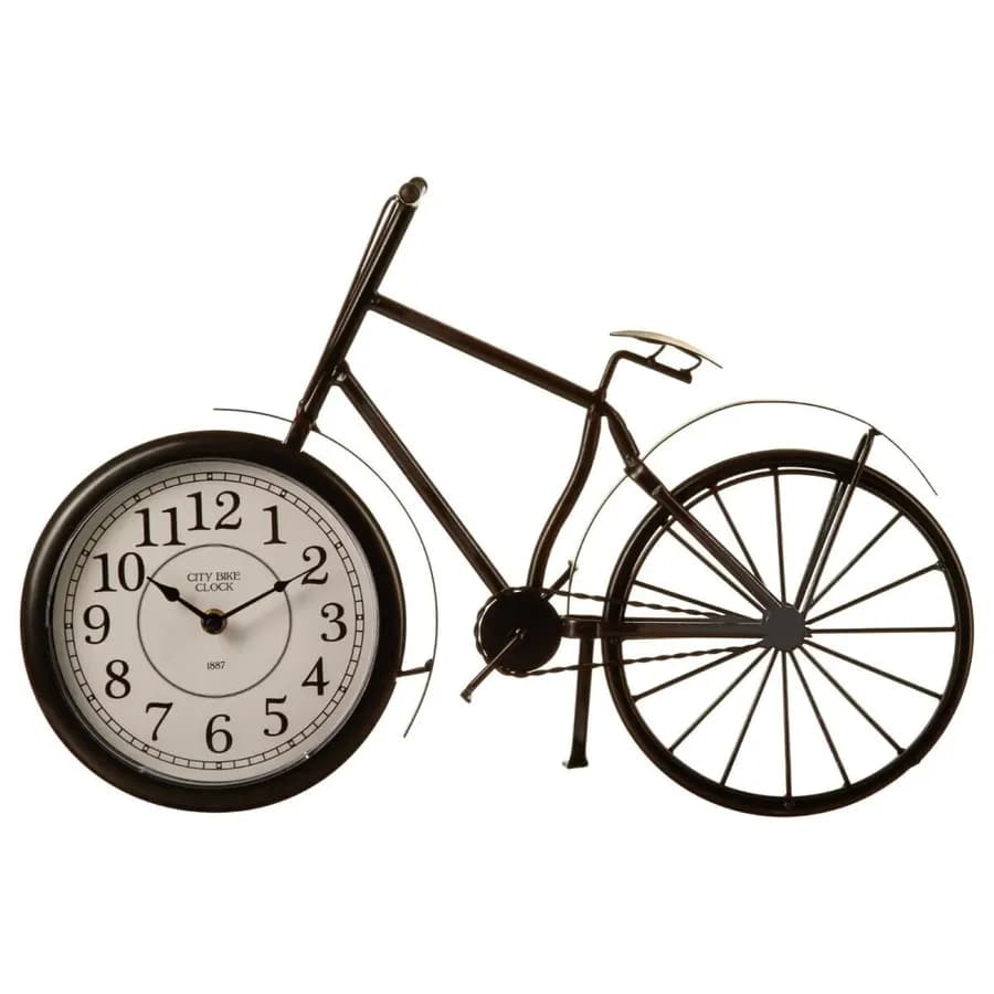 Orologio da tavolo 34h cm in metallo a forma di bicicletta