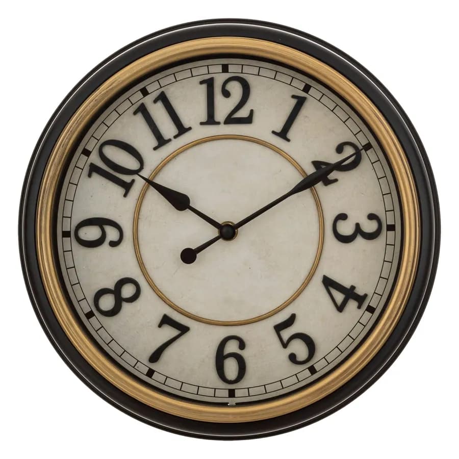 Orologio rotondo 29 cm in alluminio nero e oro