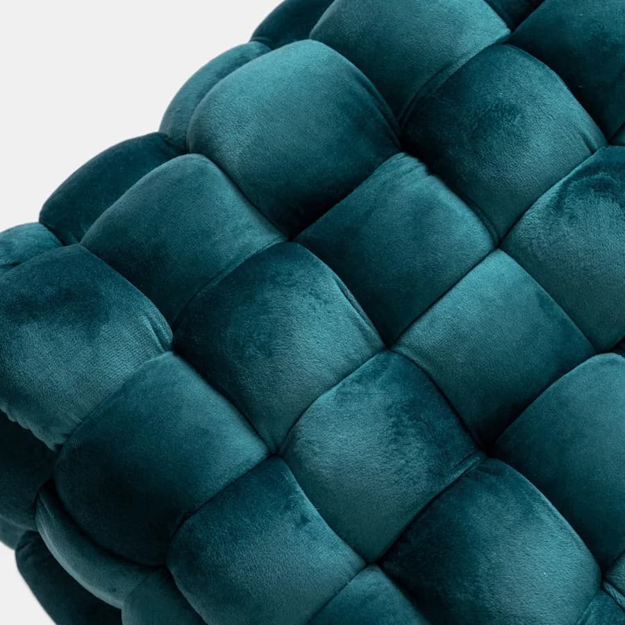 Panca 77x43h cm in velluto intrecciato blu petrolio con gambe in metallo oro - Jagger