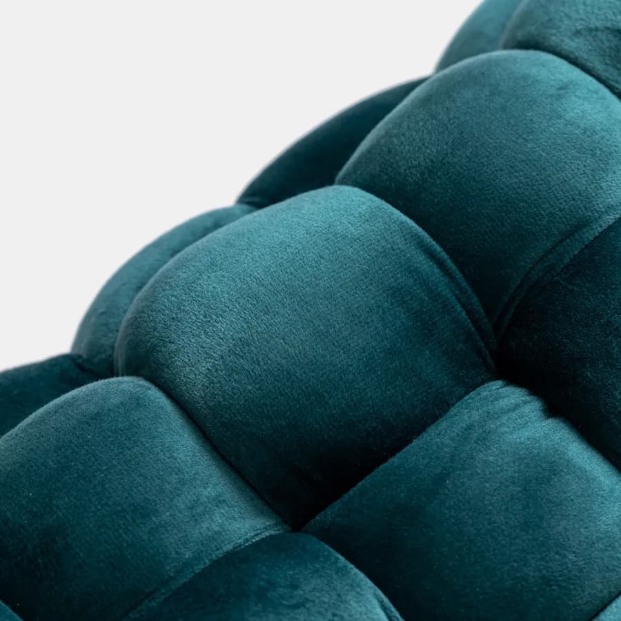 Panca 77x43h cm in velluto intrecciato blu petrolio con gambe in metallo oro - Jagger