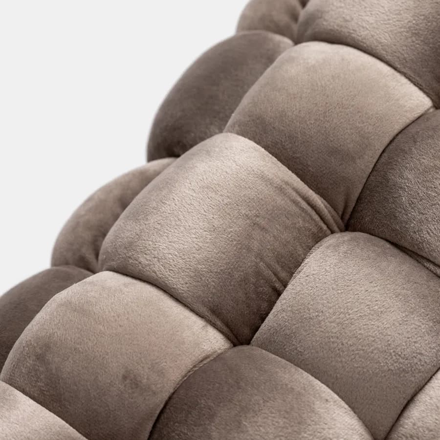 Panca 77x43h cm in velluto intrecciato tortora con gambe in metallo oro - Jagger