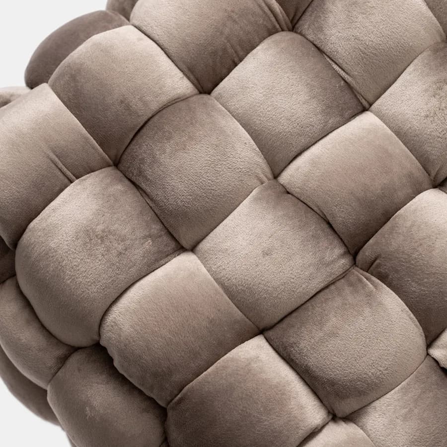 Panca 77x43h cm in velluto intrecciato tortora con gambe in metallo oro - Jagger