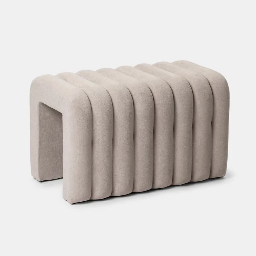 Panca 80x48 cm design ad arco in tessuto micro teddy grigio chiaro - Rudy