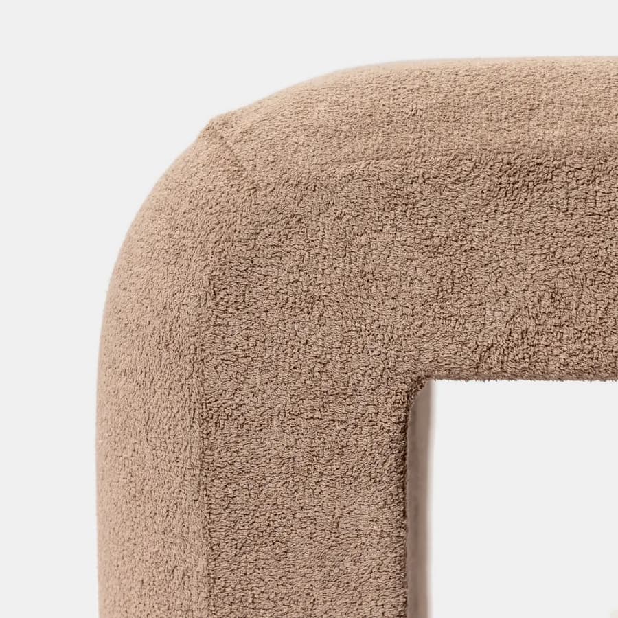 Panca 80x48 cm design ad arco in tessuto micro teddy tortora - Rudy