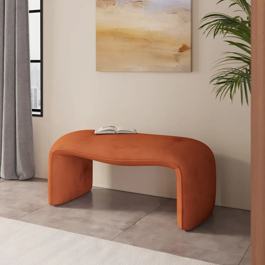 Panca 99x43h cm in velluto ruggine - Gisella