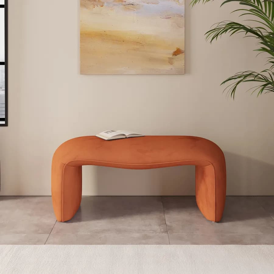 Panca 99x43h cm in velluto ruggine - Gisella