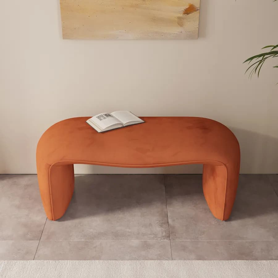 Panca 99x43h cm in velluto ruggine - Gisella