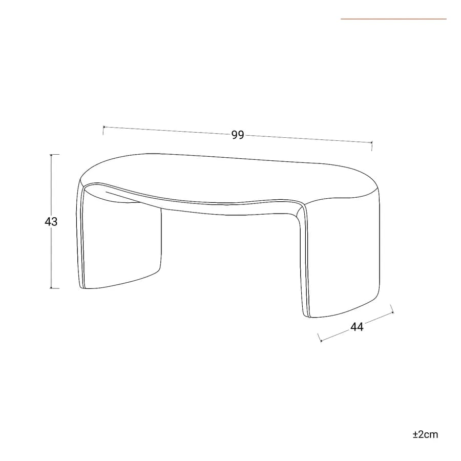 Panca 99x43h cm in velluto ruggine - Gisella