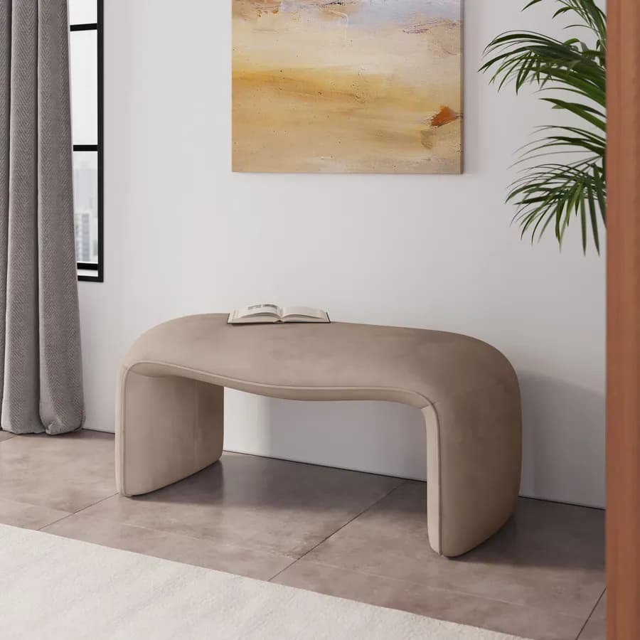 Panca 99x43h cm in velluto tortora chiaro - Gisella