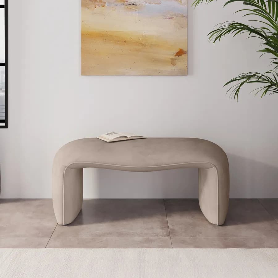 Panca 99x43h cm in velluto tortora chiaro - Gisella