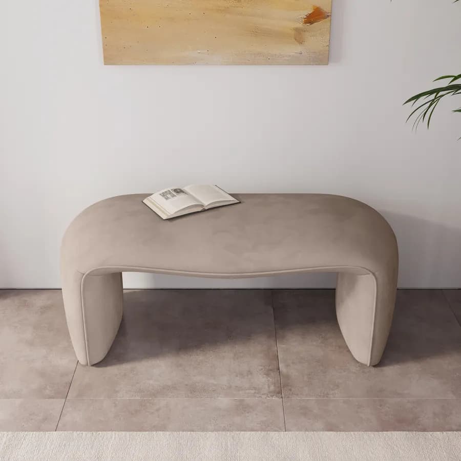 Panca 99x43h cm in velluto tortora chiaro - Gisella