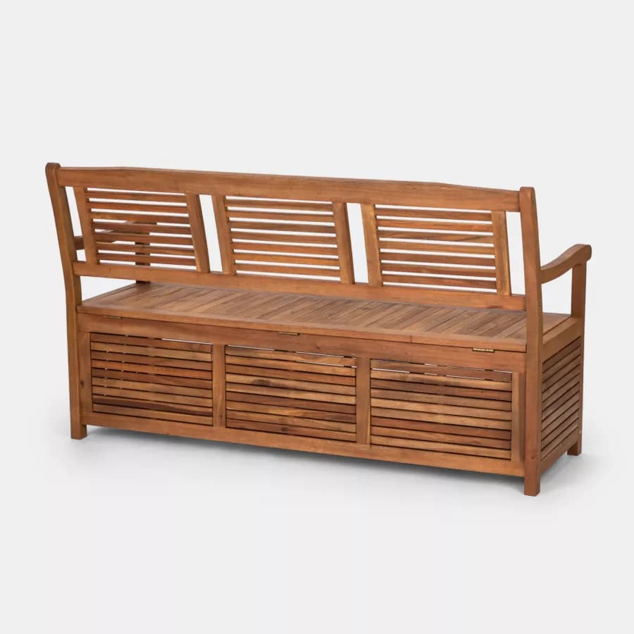 Panca con contenitore 157x90h cm in legno di acacia - Paja