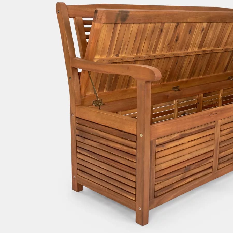 Panca con contenitore 157x90h cm in legno di acacia - Paja