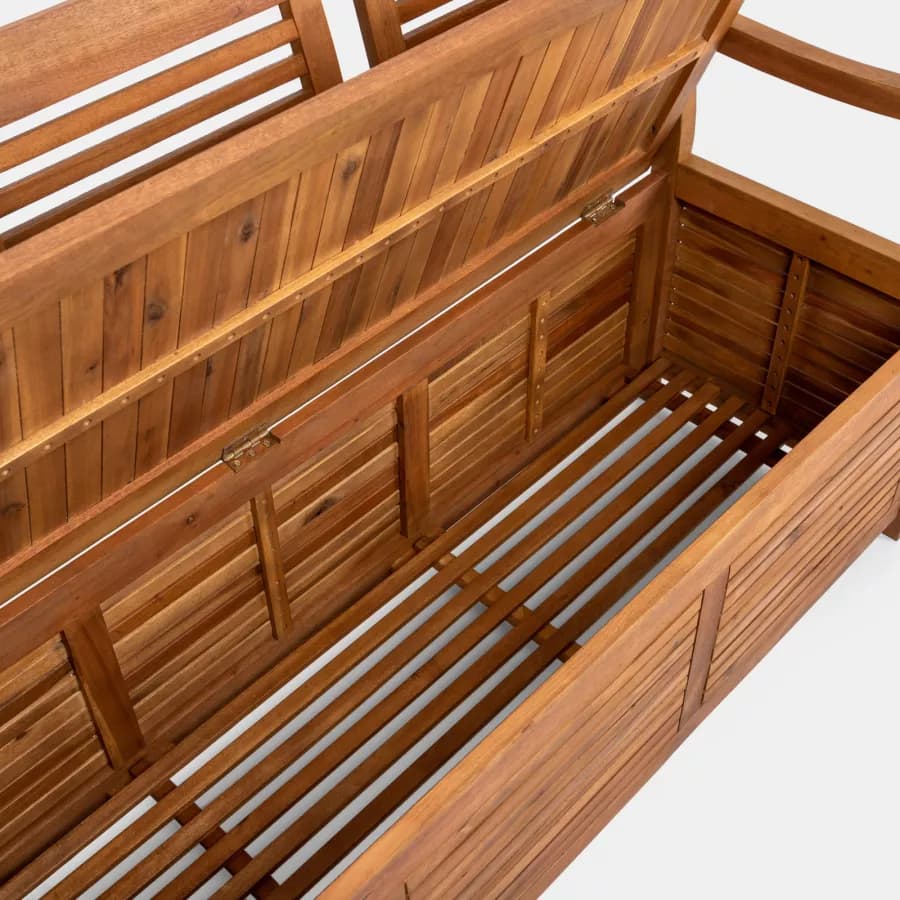 Panca con contenitore 157x90h cm in legno di acacia - Paja
