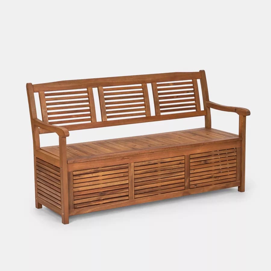 Panca con contenitore 157x90h cm in legno di acacia - Paja