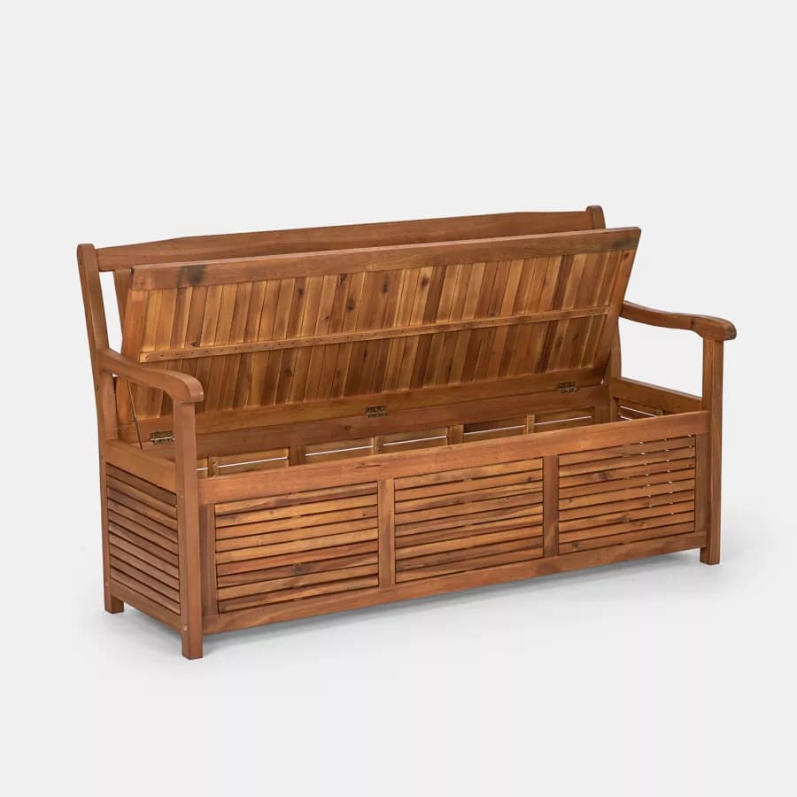 Panca con contenitore 157x90h cm in legno di acacia - Paja