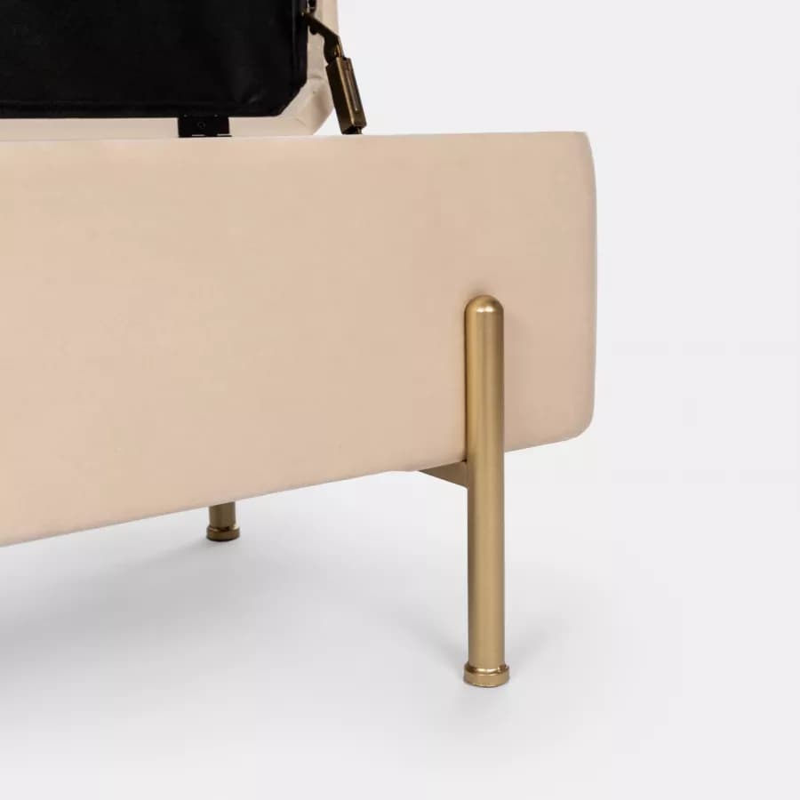 Panca contenitore 110 cm in velluto crema - Dria