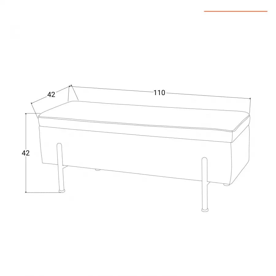 Panca contenitore 110 cm in velluto crema - Dria