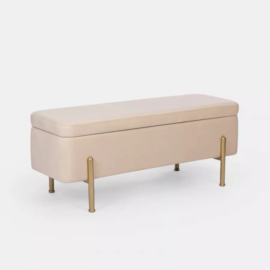 Panca contenitore 110 cm in velluto crema - Dria