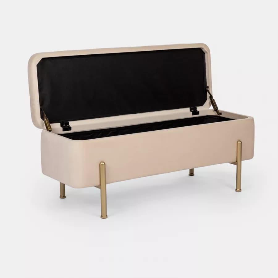 Panca contenitore 110 cm in velluto crema - Dria