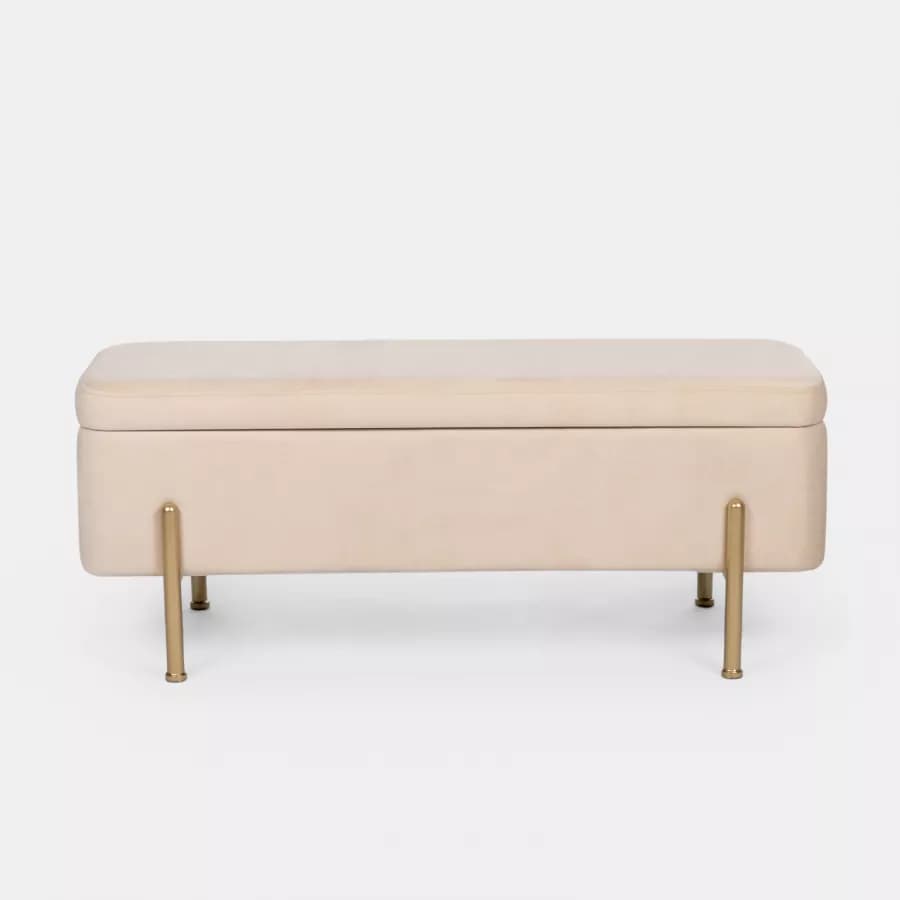 Panca contenitore 110 cm in velluto crema - Dria