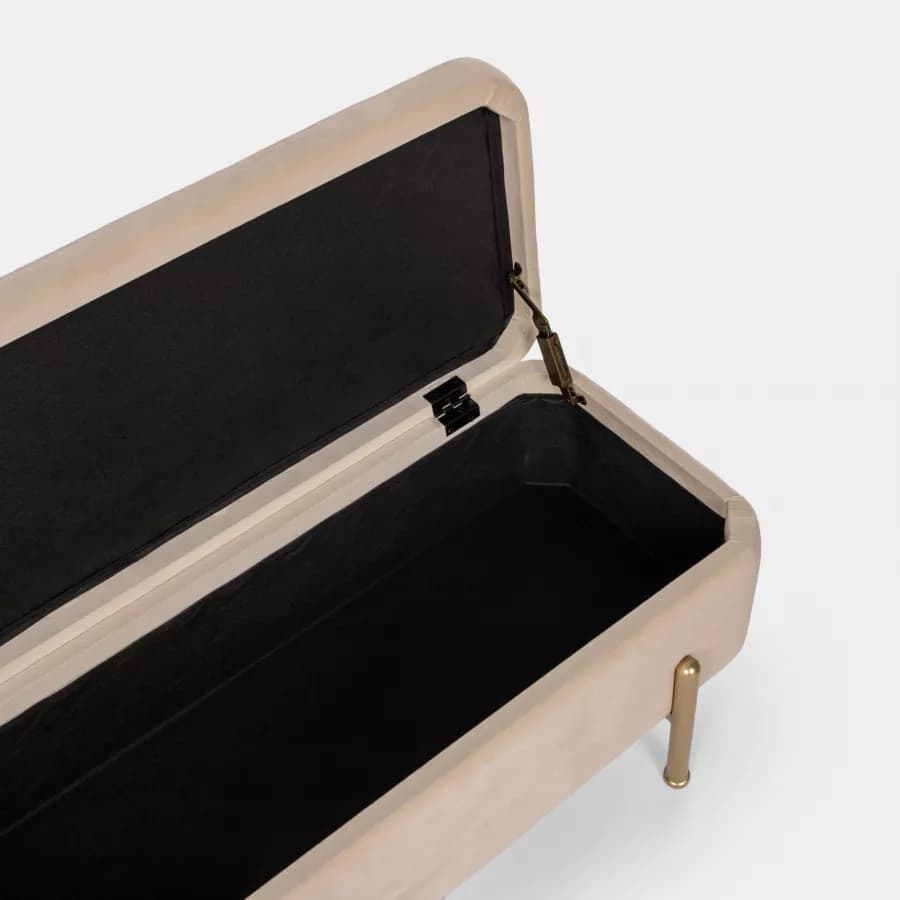 Panca contenitore 110 cm in velluto crema - Dria