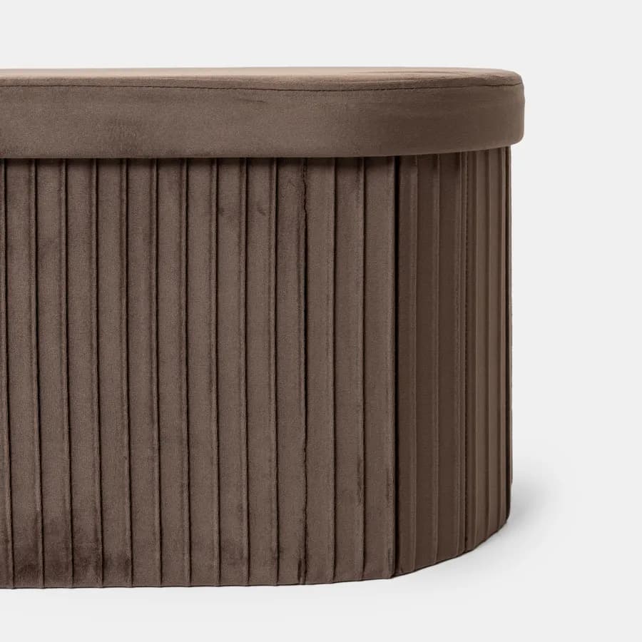 Panca contenitore 78x38 cm in velluto a coste cacao con seduta imbottita - French