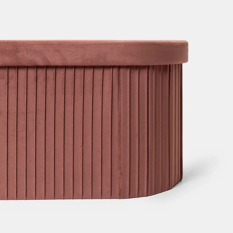Panca contenitore 78x38 cm in velluto a coste rosa antico con seduta imbottita - French