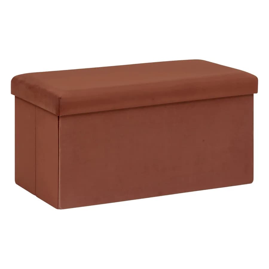 Panca contenitore pieghevole 76X38 cm in velluto terracotta - Rilay